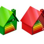 A roof on the left with an “A” grade and a roof on the right with an “F” grade