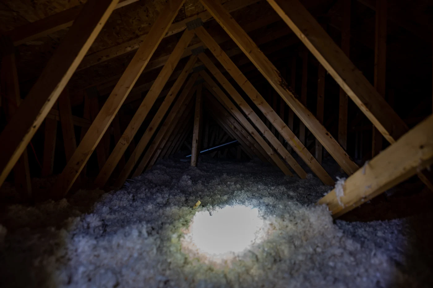 Johns manville blown in insulation in home attic