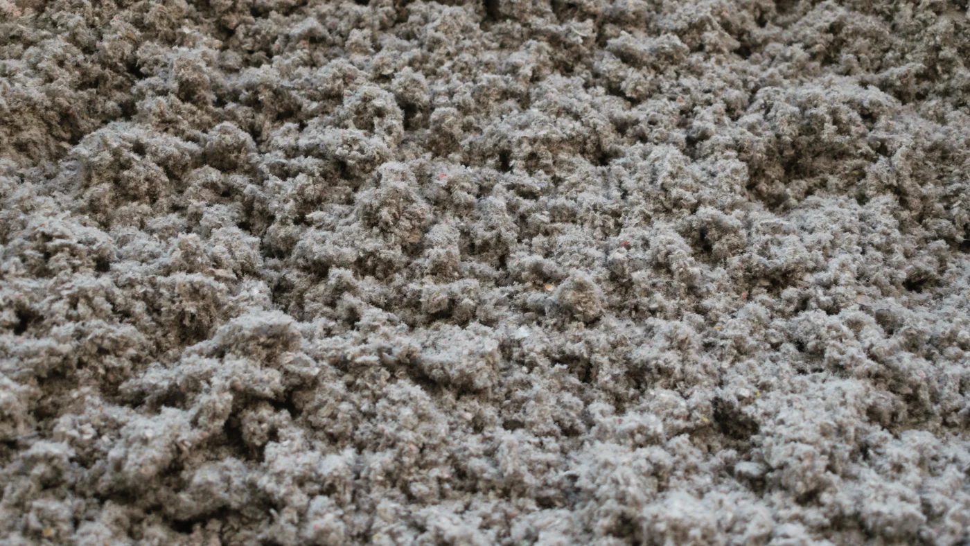 Close-up of blown-in insulation material