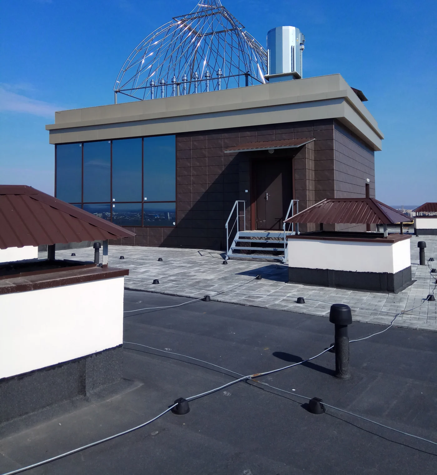 Black modified bitumen roof on a Greater Houston business