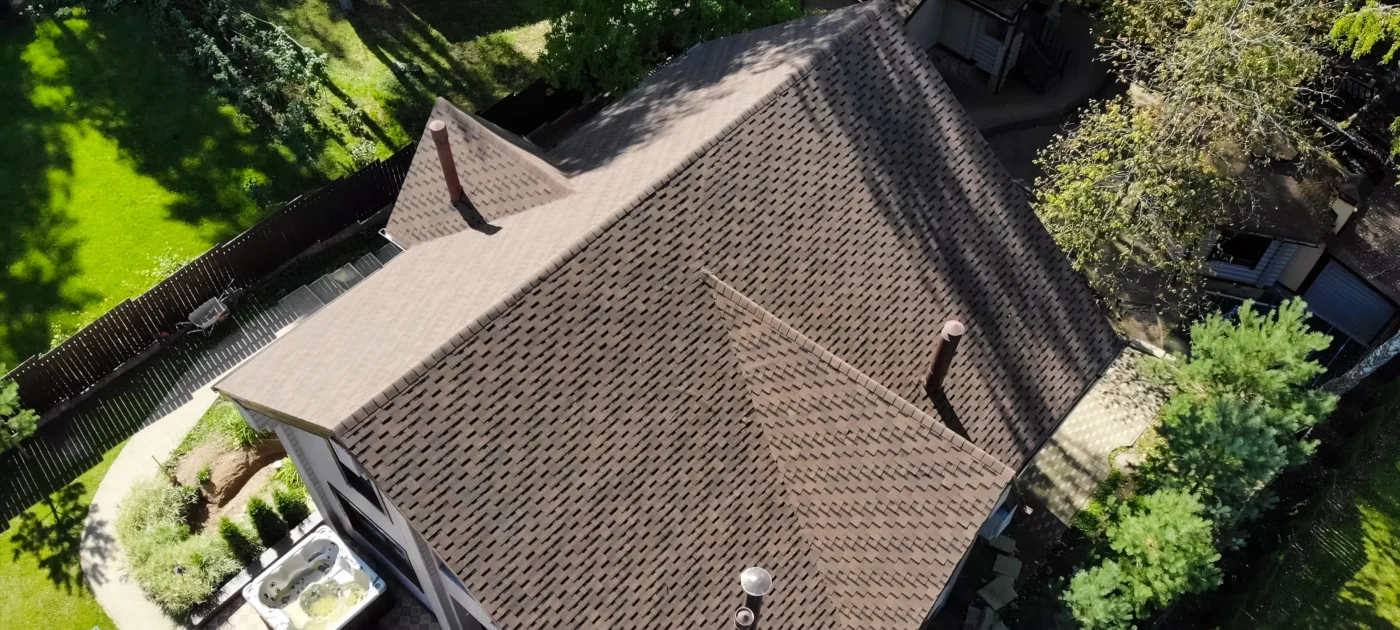 A completed roof repair project in Cinco Ranch