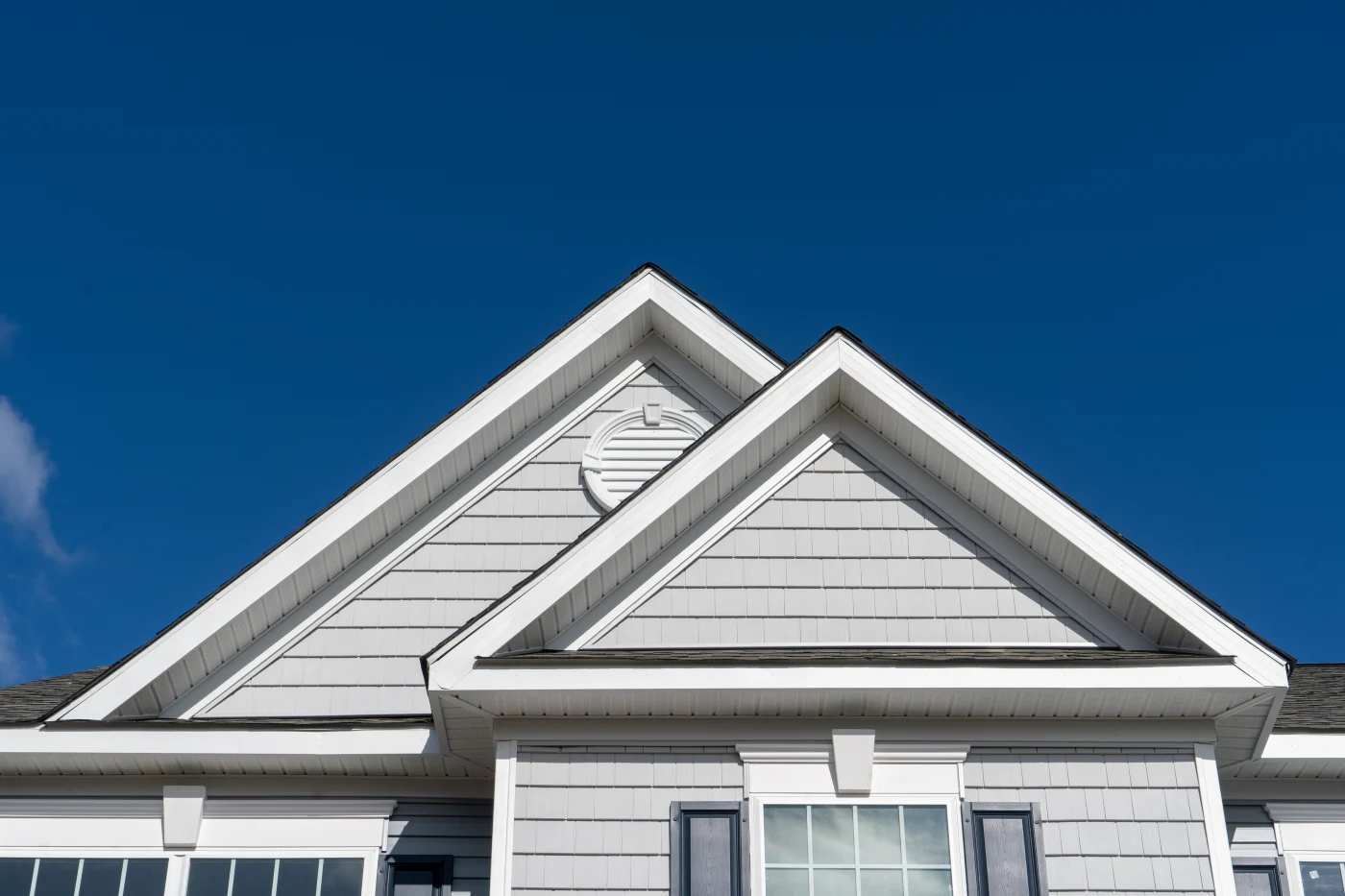 Upward view of soffit and fascia replacement on a Houston-area home